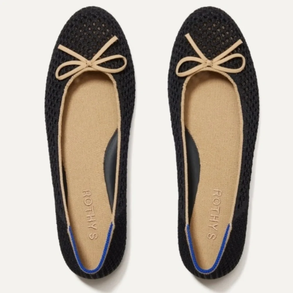 NIB Rothy's the ballet flat in noir mesh Black and Tan Flats size 11.5 - Picture 1 of 10